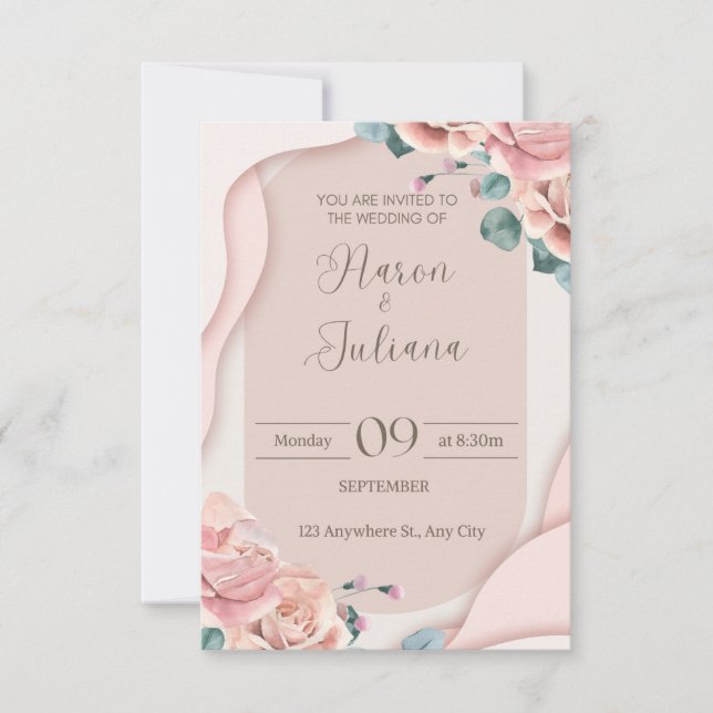Invitación a la boda de la playa de destino (Anverso)