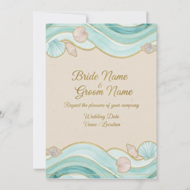 Invitación a la boda de la playa de destino (Anverso)