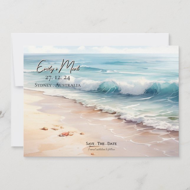 Invitación a la boda de la playa de destino tropic (Anverso)