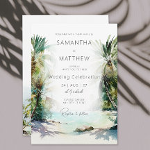 Invitación a la boda de la playa de destino tropic