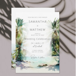 Invitación a la boda de la playa de destino tropic