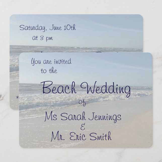 Invitación a la boda de la playa de Diversión (Anverso / Reverso)