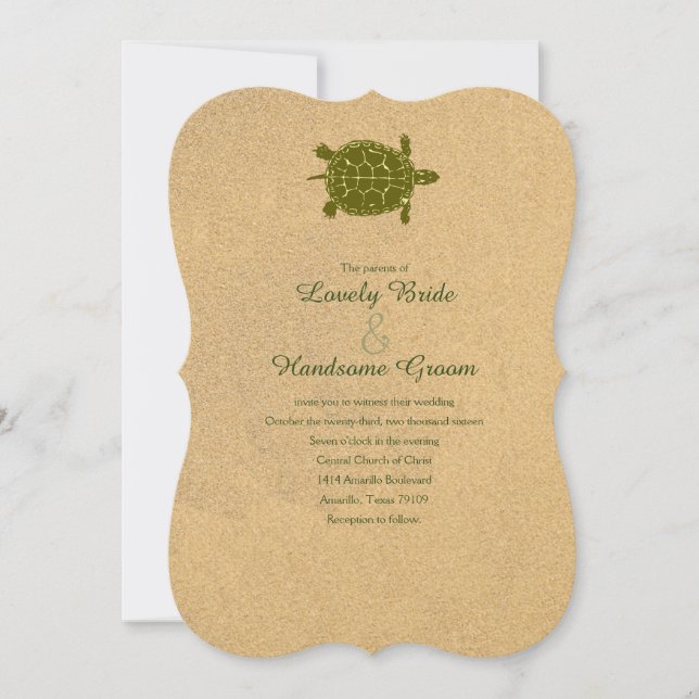 Invitación a la boda de la playa de la Tortuga de  (Anverso)