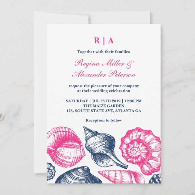 Invitación a la boda de la playa de las Casas Mari (Anverso)