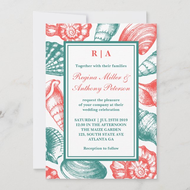 Invitación a la boda de la playa de las Casas Roja (Anverso)