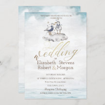 Invitación a la boda de la playa de las gaviotas a