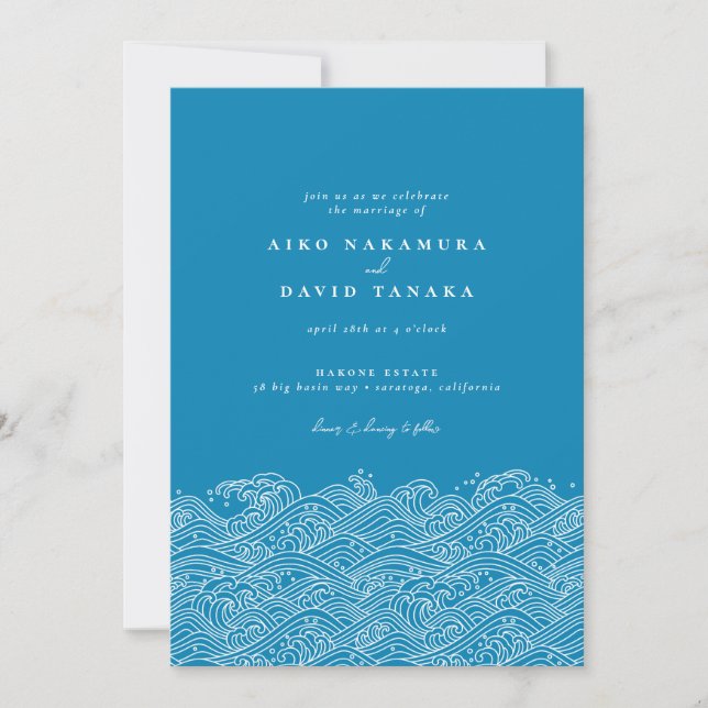 Invitación a la boda de la playa de las olas del o (Anverso)