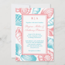 Invitación a la boda de la playa de Seashells Blan