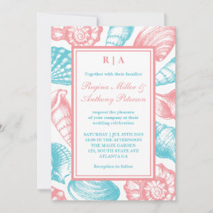 Invitación a la boda de la playa de Seashells Blan