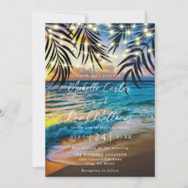 Invitación a la boda de la playa de Sunset String