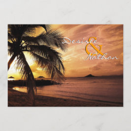Invitación a la boda de la playa del atardecer