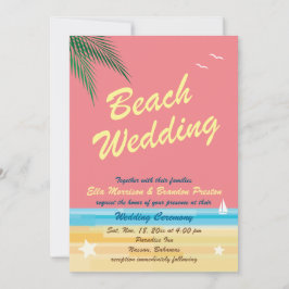 Invitación a la boda de la playa del atardecer
