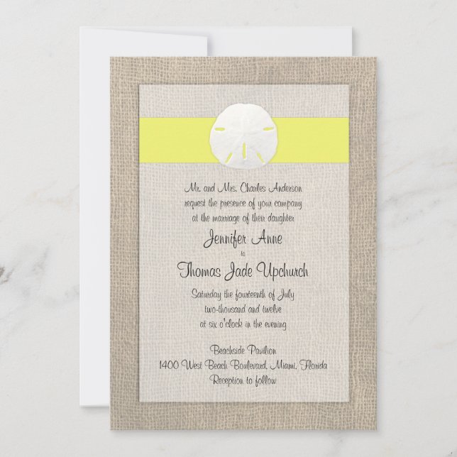 Invitación a la boda de la playa del dólar de aren (Anverso)