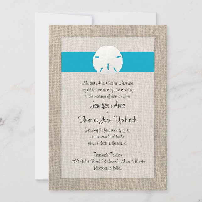 Invitación a la boda de la playa del dólar de aren (Anverso)