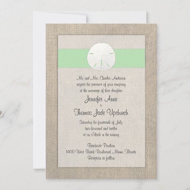 Invitación a la boda de la playa del dólar de aren (Anverso)
