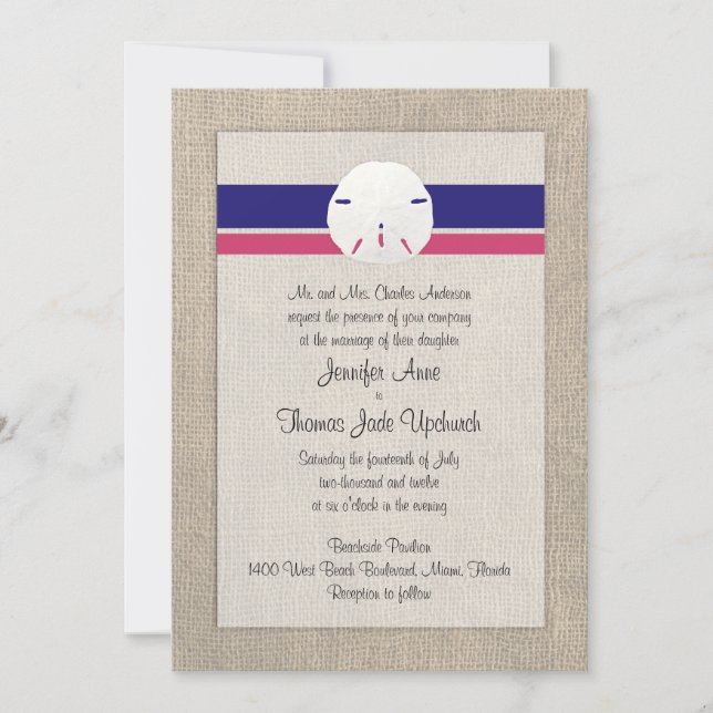 Invitación a la boda de la playa del dólar de aren (Anverso)