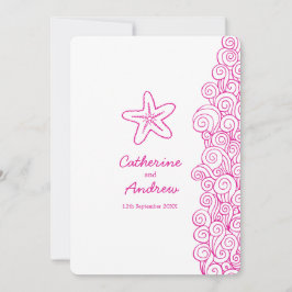 Invitación a la boda de la playa rosa de la nadado