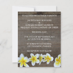 Invitación a la boda de la playa Rustic Frangipani