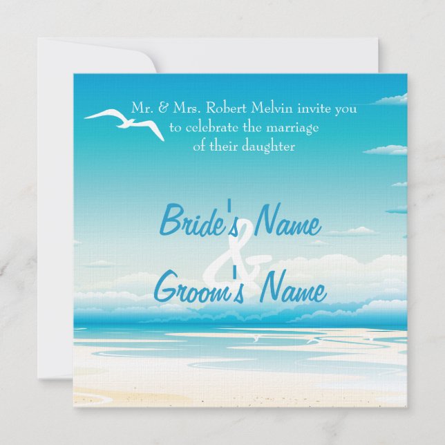 Invitación a la boda de la playa tropical (Anverso)