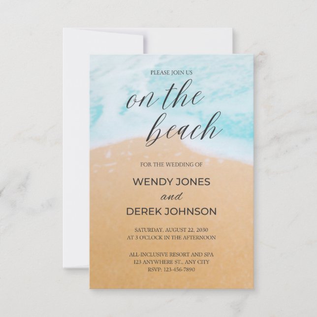 Invitación a la boda de la playa tropical (Anverso)