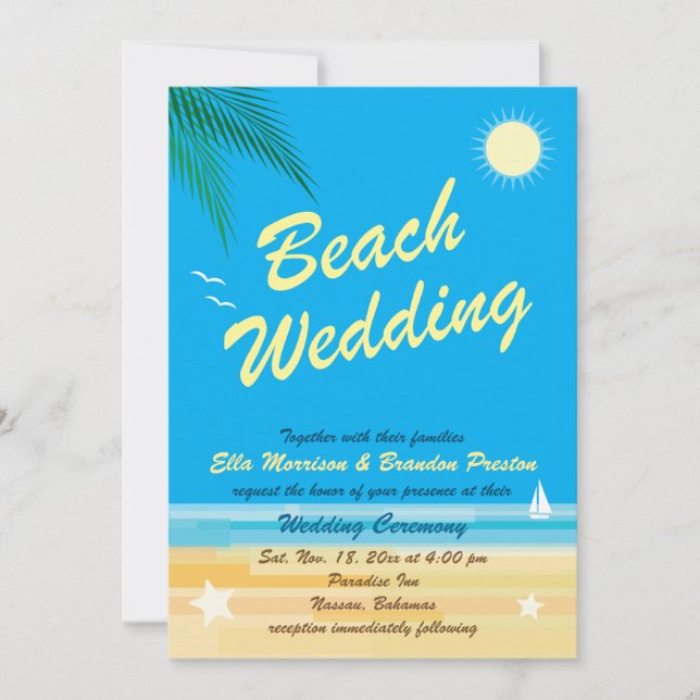 Invitación a la boda de la playa tropical (Anverso)