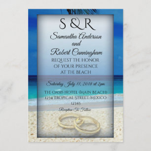 Invitación a la boda de la playa tropical