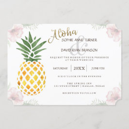 Invitación a la boda de la playa tropical de Aloha
