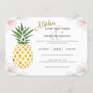 Invitación a la boda de la playa tropical de Aloha