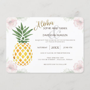 Invitación a la boda de la playa tropical de Aloha