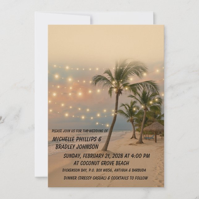 Invitación a la boda de la playa tropical | Elegan (Anverso)