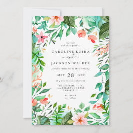 Invitación a la boda de la playa tropical floral