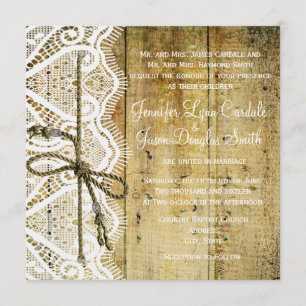 Invitación a la boda de la plaza de la madera rúst