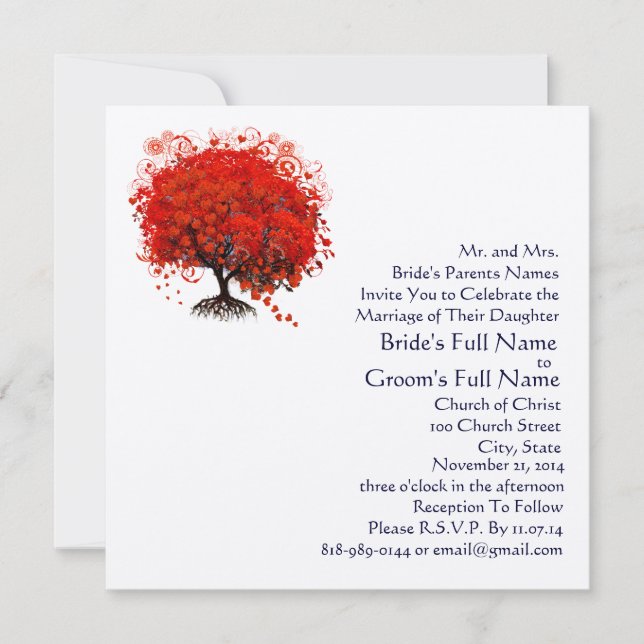 Invitación a la boda de la Plaza del Árbol de Amor (Anverso)