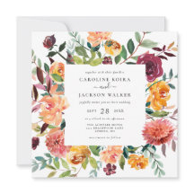 Invitación a la boda de la plaza floral otoño