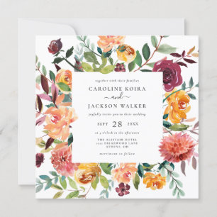 Invitación a la boda de la plaza floral otoño