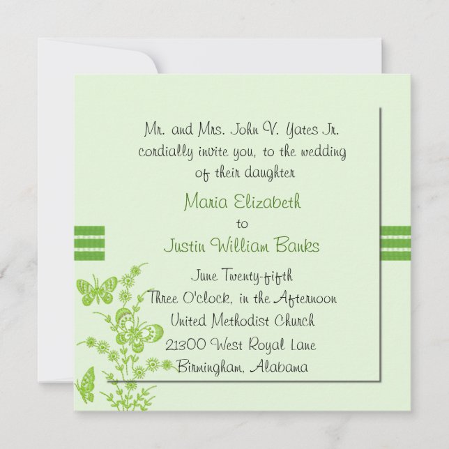 Invitación a la boda de la Plaza Verde de Bonito (Anverso)