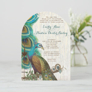 Invitación a la boda de la pluma de aves rusticas 