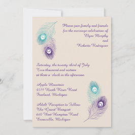Invitación a la boda de la pluma de pavo real