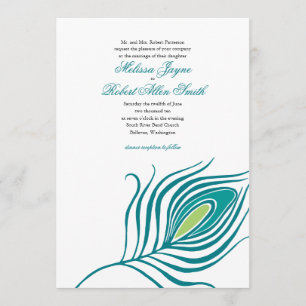 Invitación a la boda de la pluma de pavo real