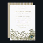 Invitación a la boda de la pluma de pavo real<br><div class="desc">Invitación al personalizable con un fantástico ilustracion de pluma pavo real. Área de elementos coincidentes disponible.</div>