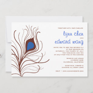 Invitación a la boda de la pluma de pavo real - az
