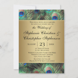 Invitación a la boda de la pluma de pavo real de o