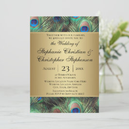 Invitación a la boda de la pluma de pavo real de o