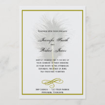Invitación a la boda de la pluma marabú dorada y b