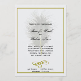Invitación a la boda de la pluma marabú dorada y b