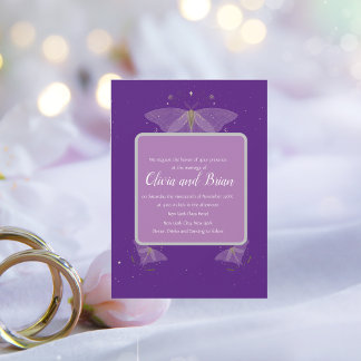 Invitación a la boda de la polilla púrpura moderna