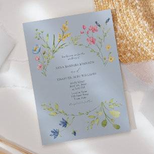 Invitación a la boda de la primavera azul turbia