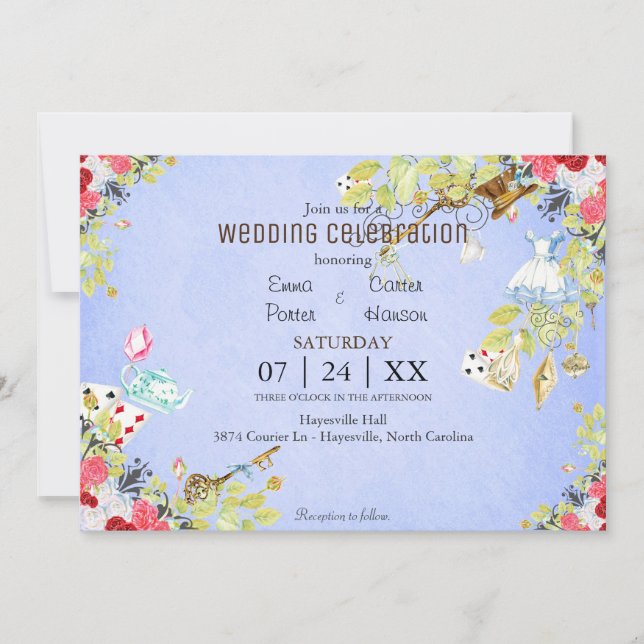 Invitación a la boda de la primavera de la acuarel (Anverso)