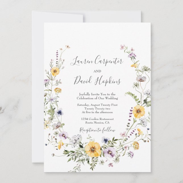 Invitación a la boda de la primavera de las flores (Anverso)