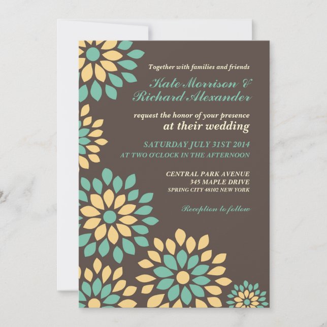 Invitación a la boda de la primavera floral marrón (Anverso)